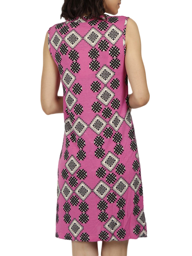 Robe estivale sans manches Art Deco fuchsia Admas