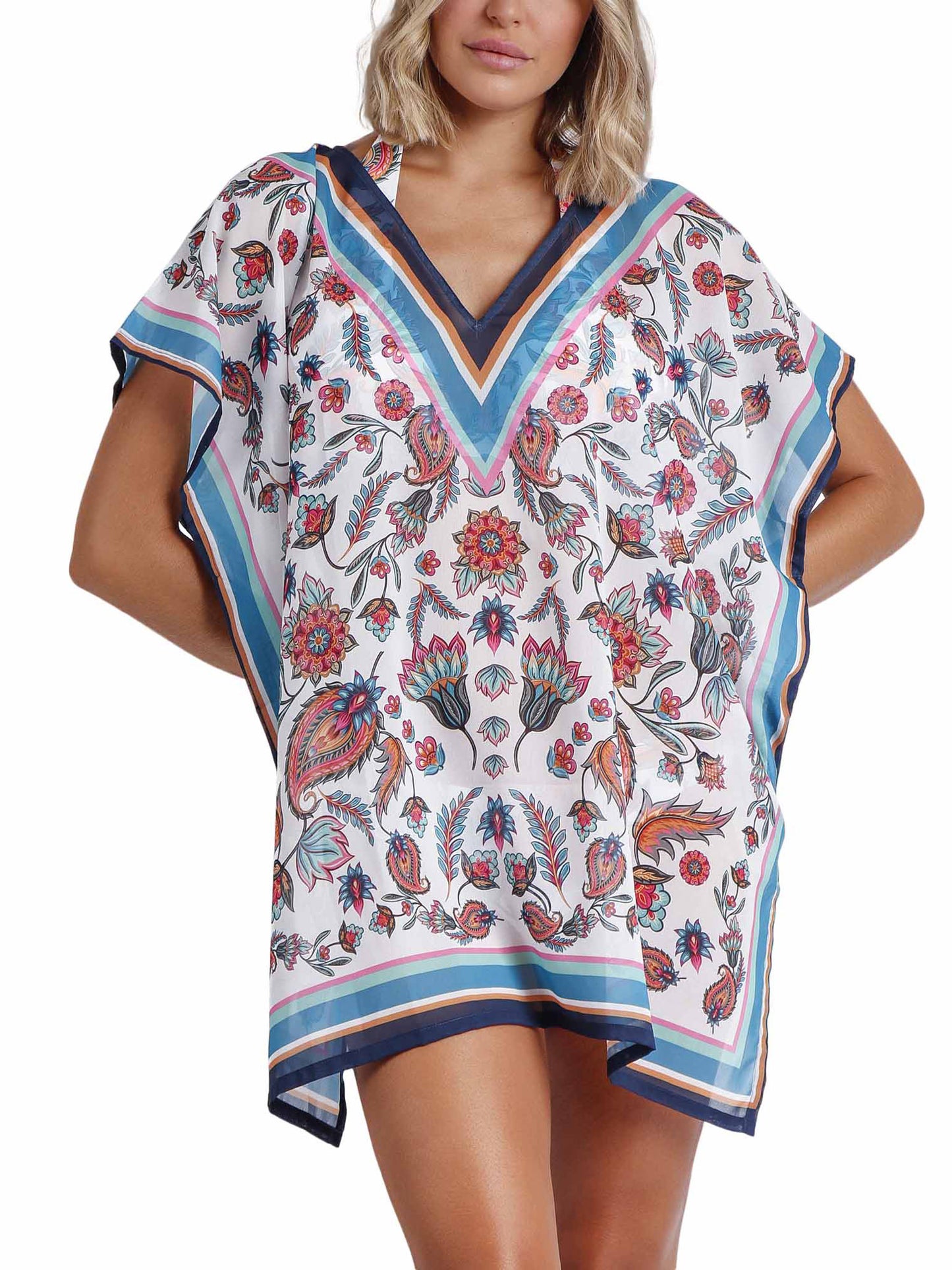 Caftan de plage White Paisley Admas