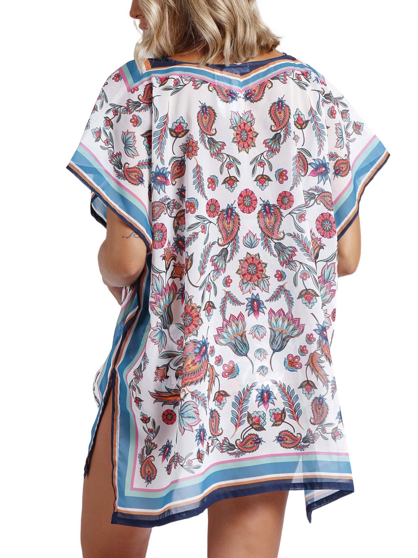 Caftan de plage White Paisley Admas