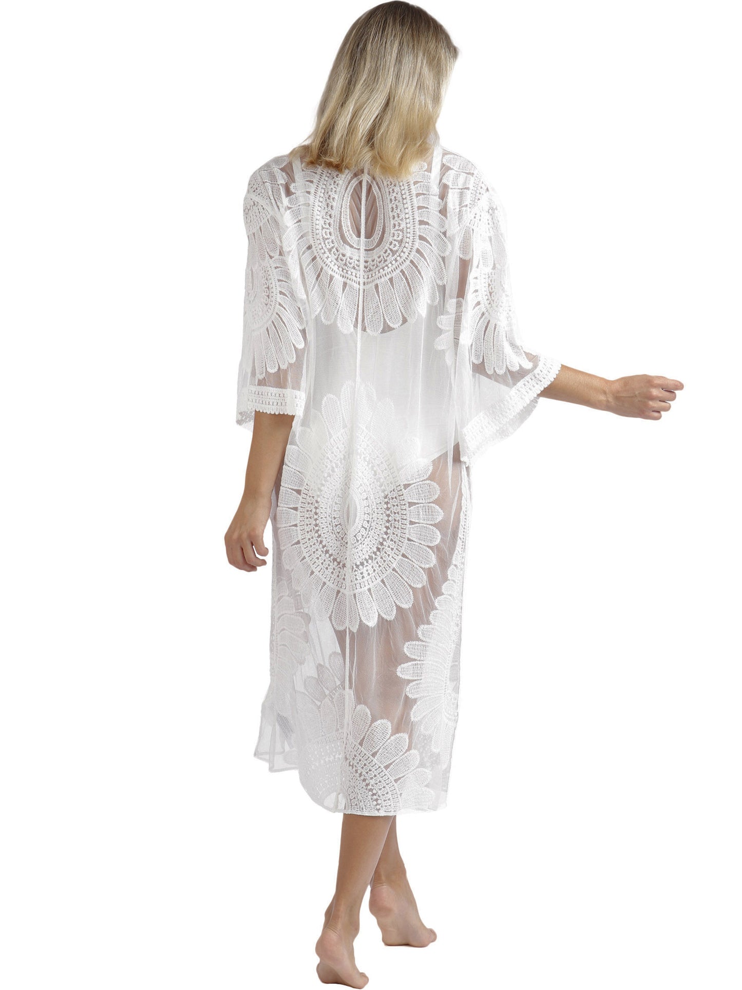 Caftan de plage mi-long Flower Admas