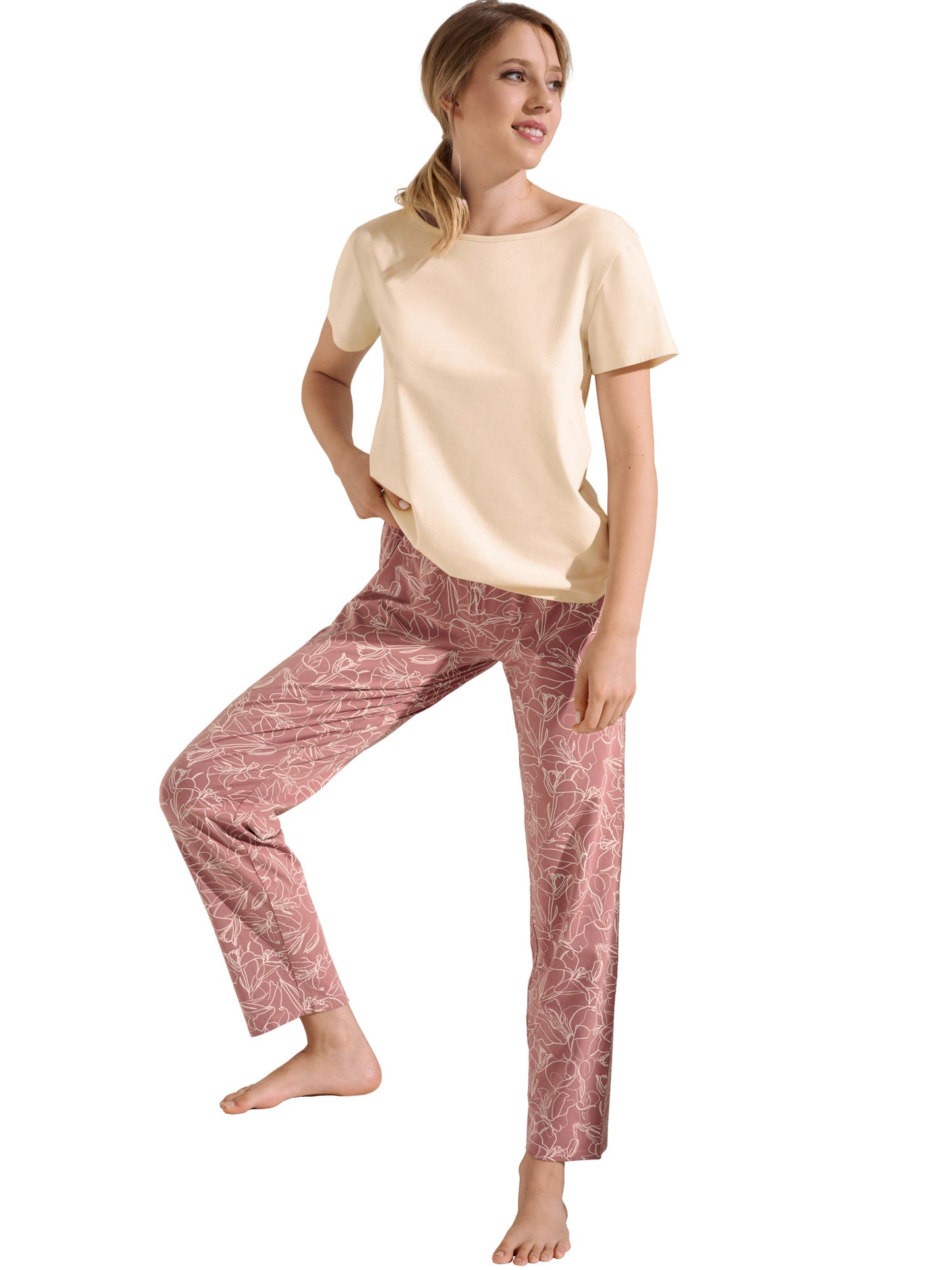 Pyjama pantalon t-shirt manches courtes Nina Lisca