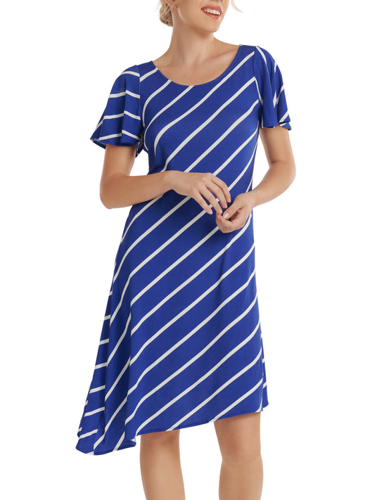 Robe estivale asymétrique manches courtes Rhodes Lisca