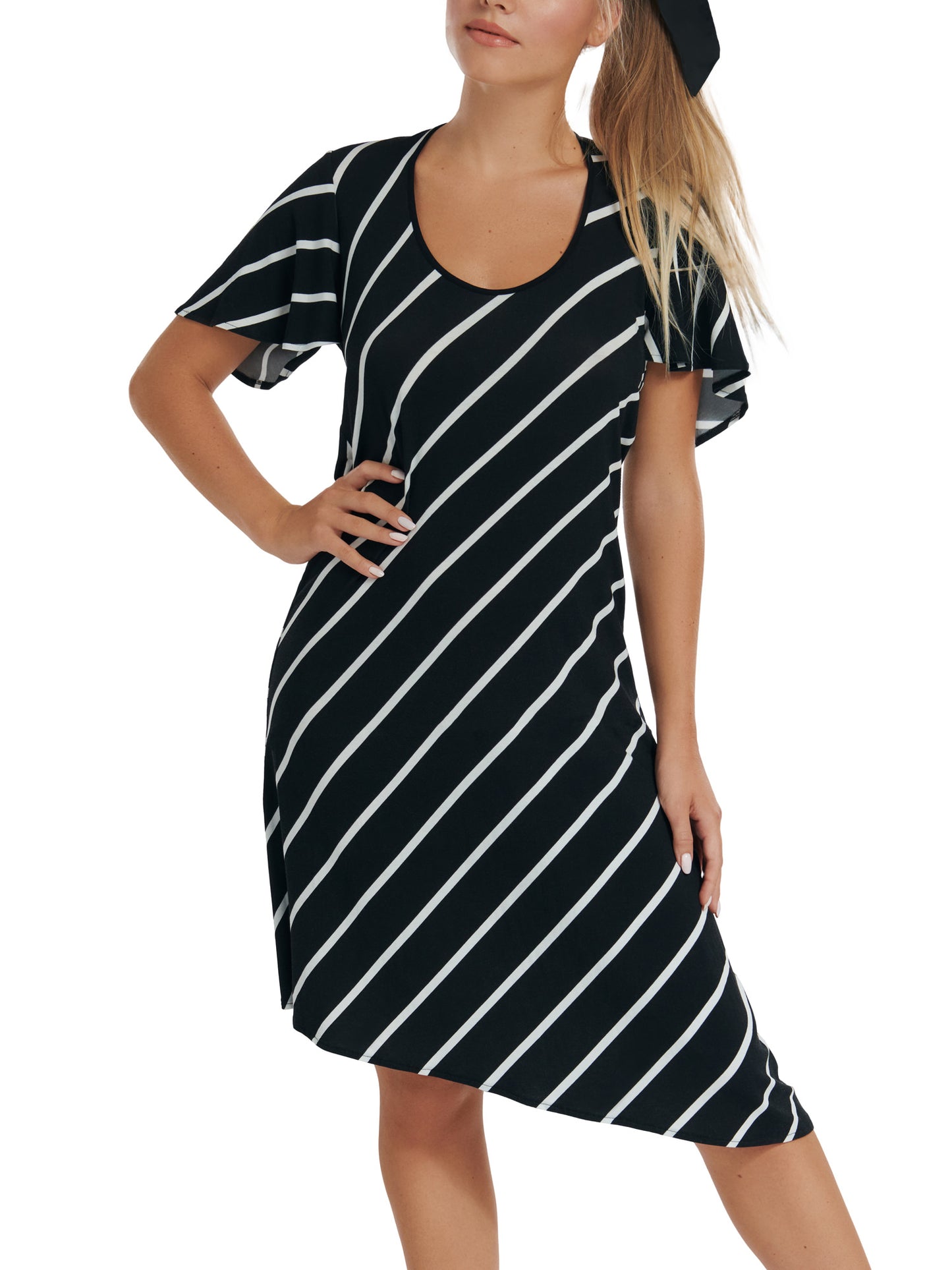 Robe estivale asymétrique manches courtes Rhodes Lisca