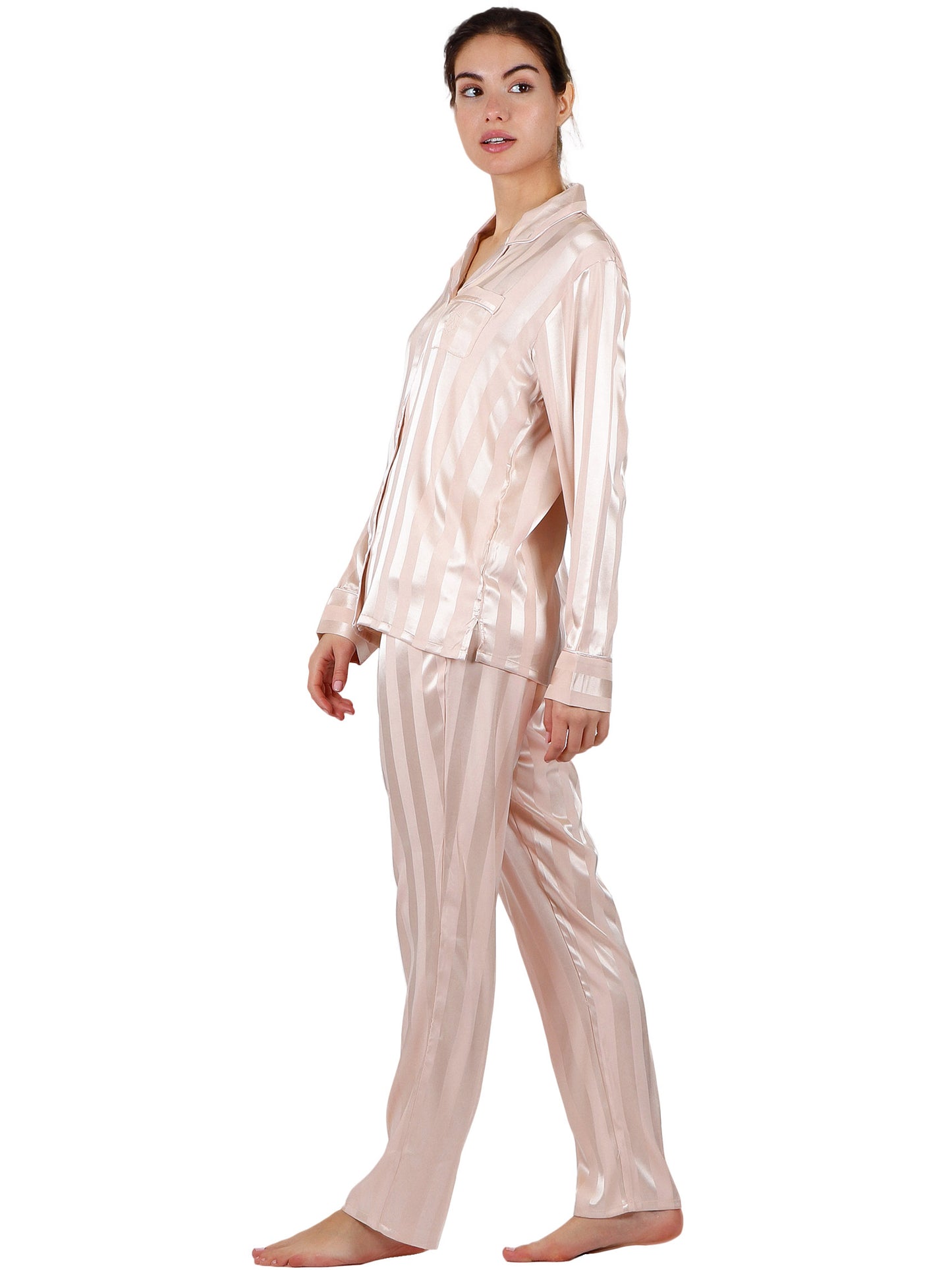 Pyjama tenue d'intérieur chemise et pantalon Satin Stripes Admas