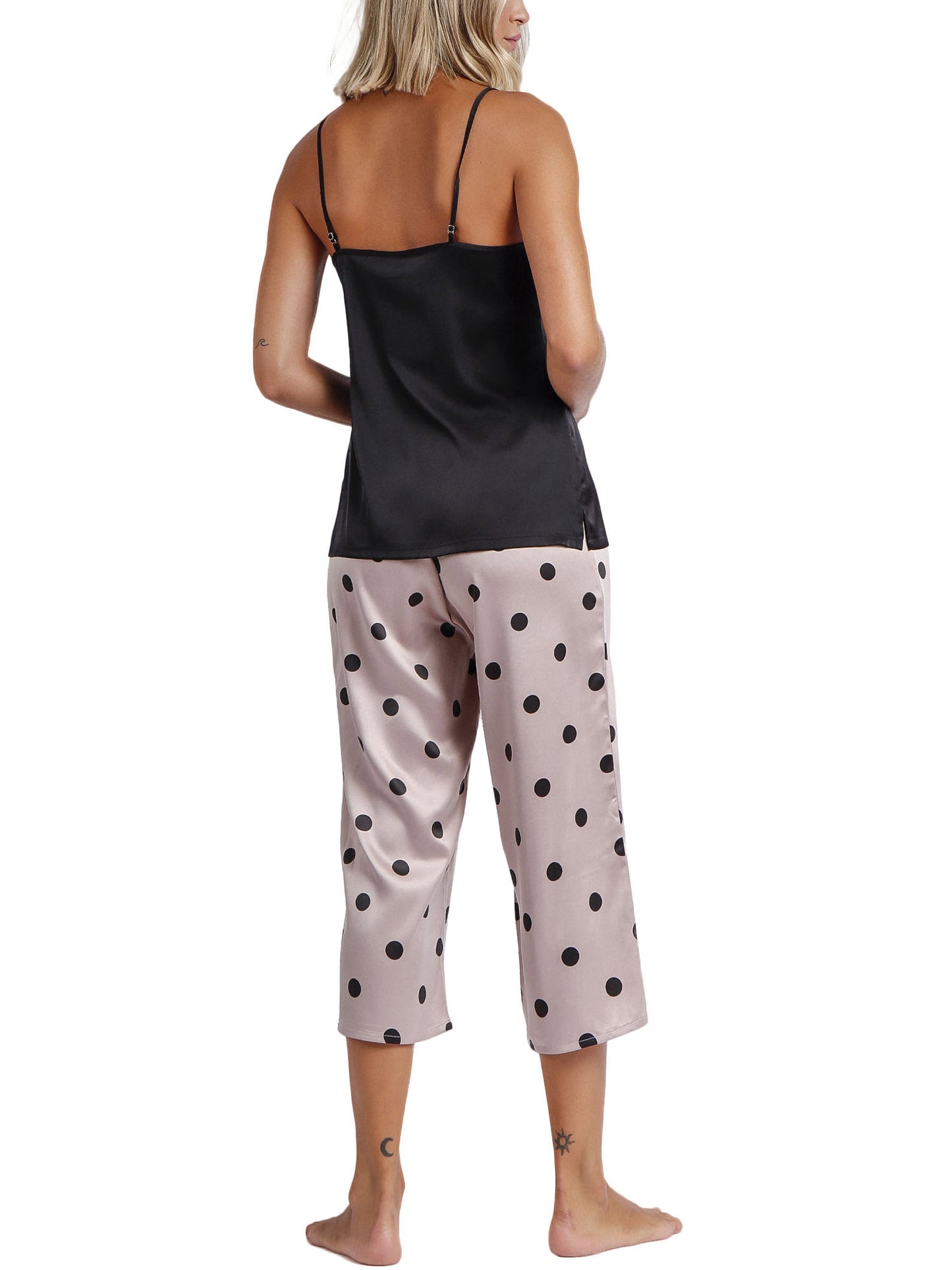 Pyjama tenue d'intérieur pantalon palazzo caraco Elegant Dots Admas