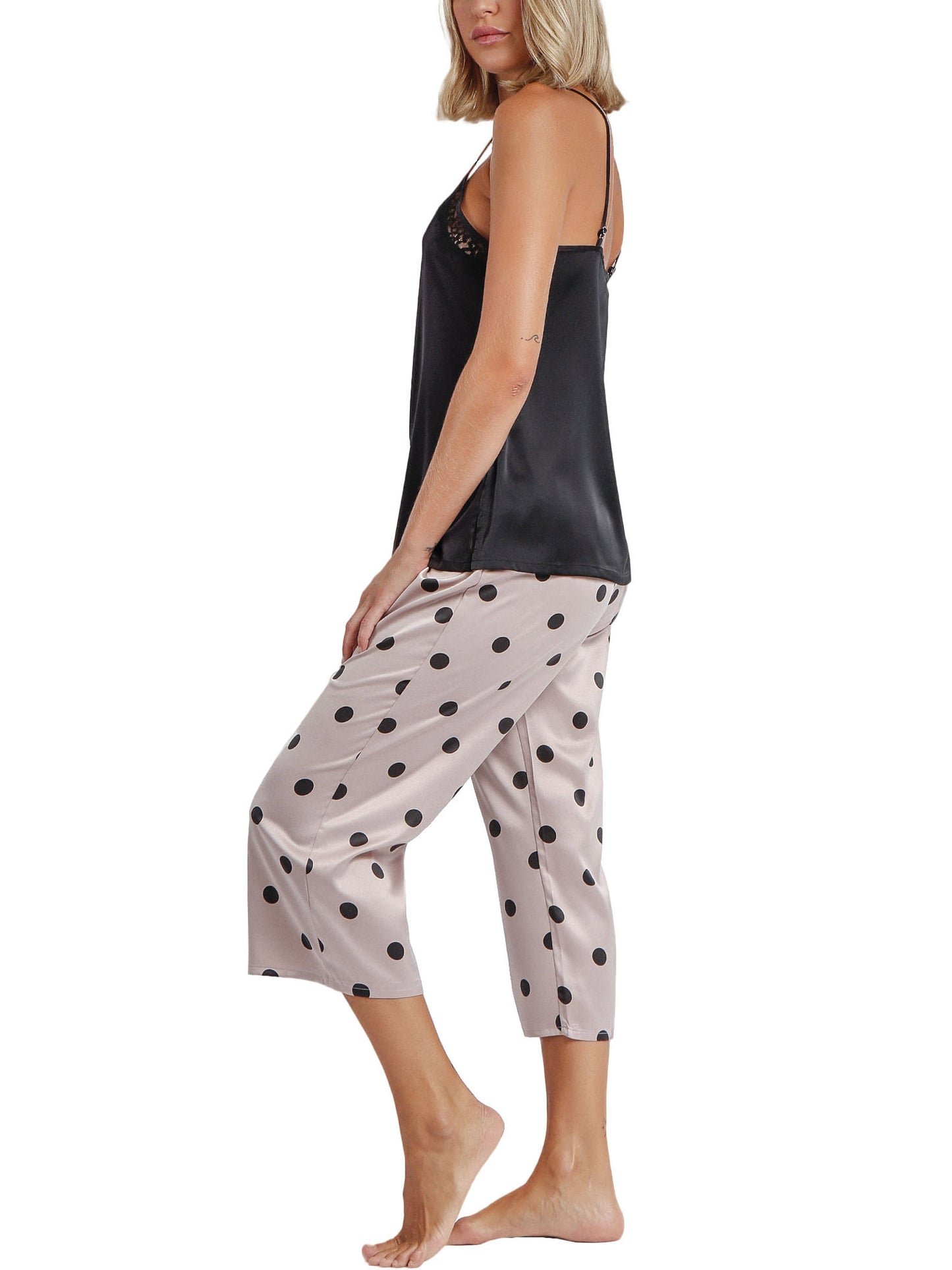 Pyjama tenue d'intérieur pantalon palazzo caraco Elegant Dots Admas