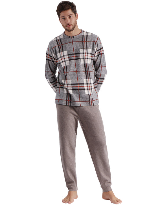 Pyjama tenue d'intérieur pantalon et haut manches longues Tartan Admas