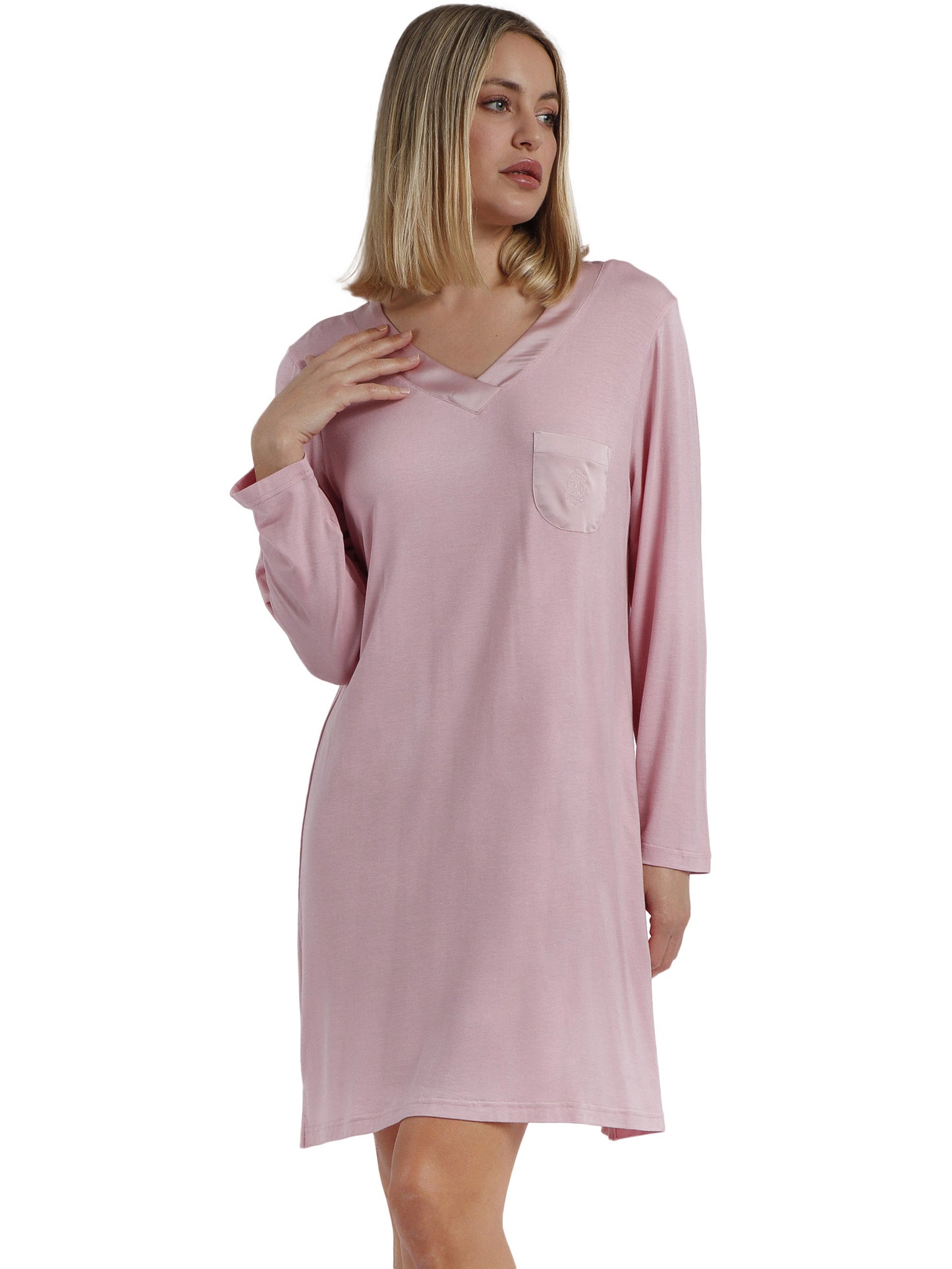 Chemise de nuit manches longues Satin Bands Admas