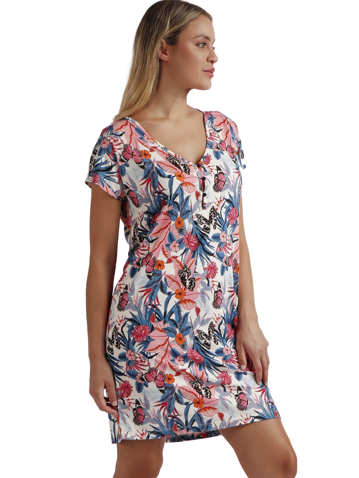 Chemise de nuit manches courtes Butterflies Admas