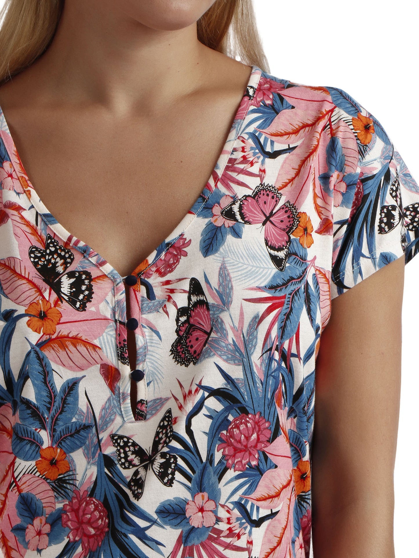 Chemise de nuit manches courtes Butterflies Admas