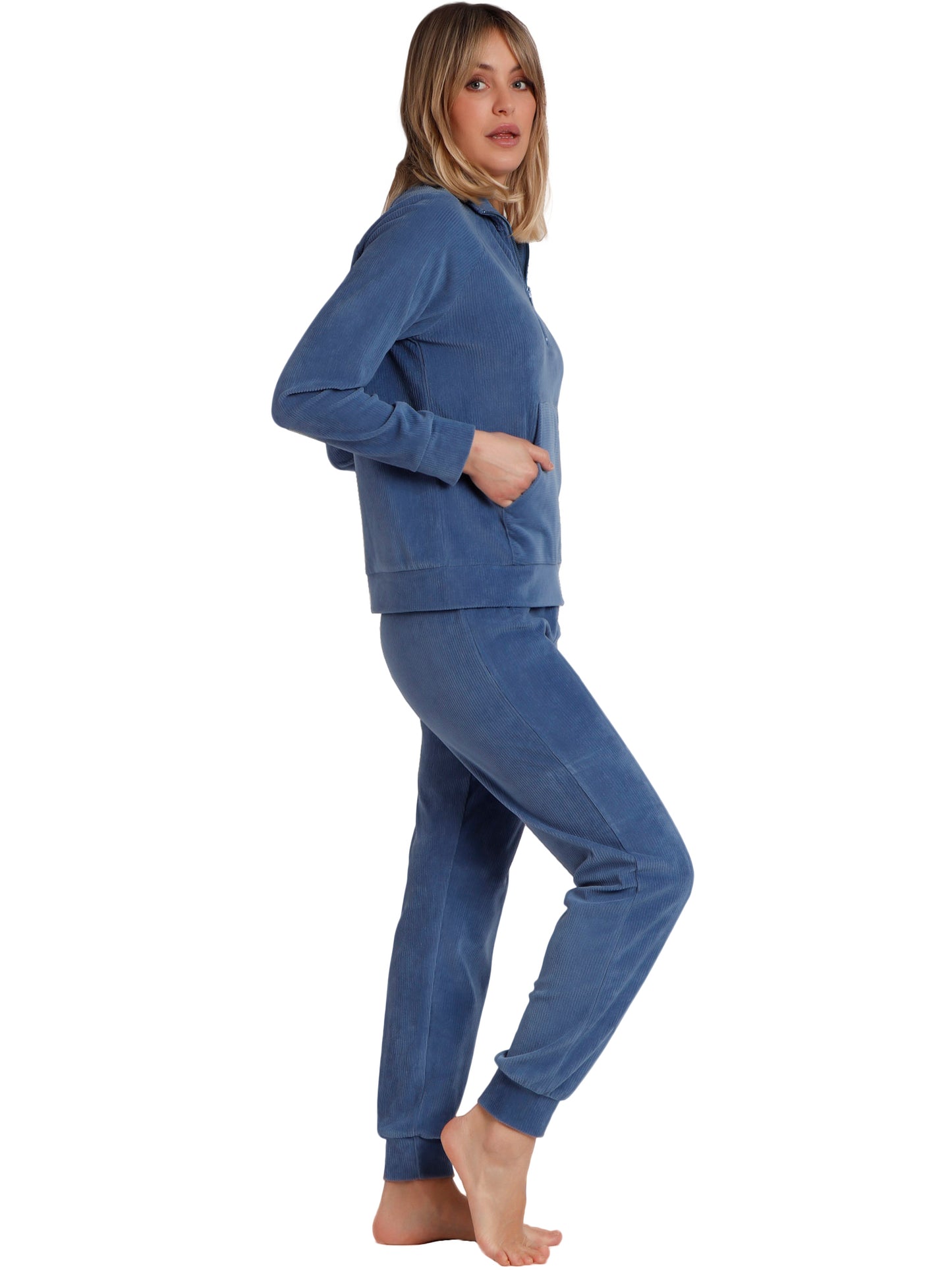 Pyjama tenue d'intérieur pantalon top manches longues Corduroy Admas