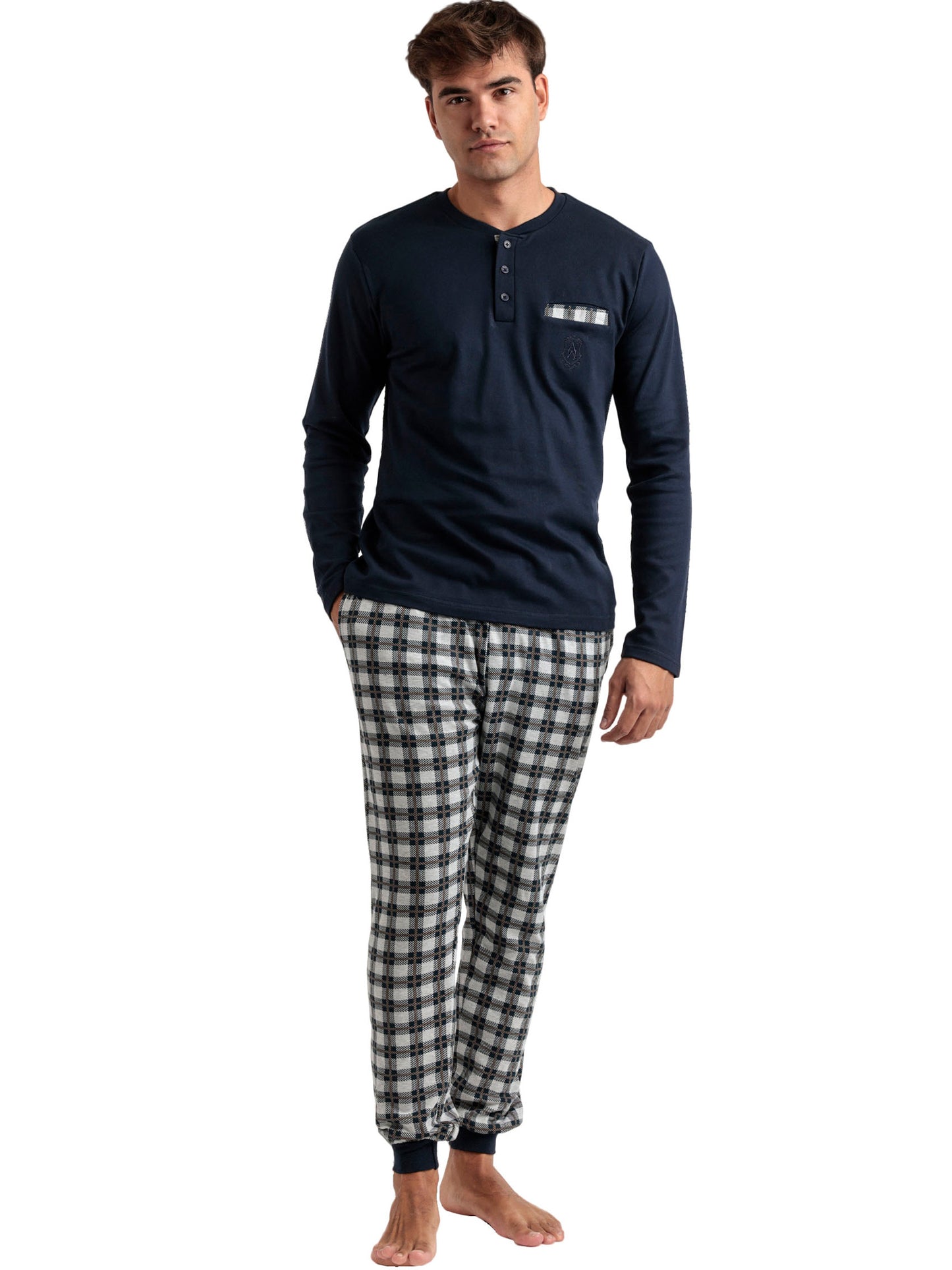 Pyjama tenue pantalon polo manches longues Classic Checks Admas