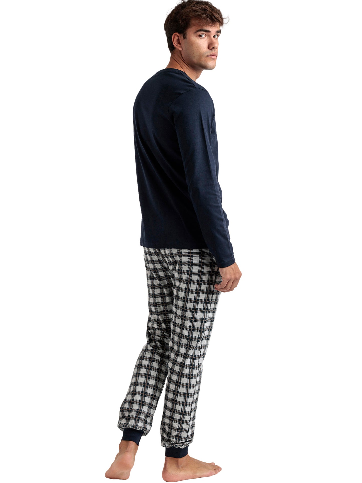 Pyjama tenue pantalon polo manches longues Classic Checks Admas