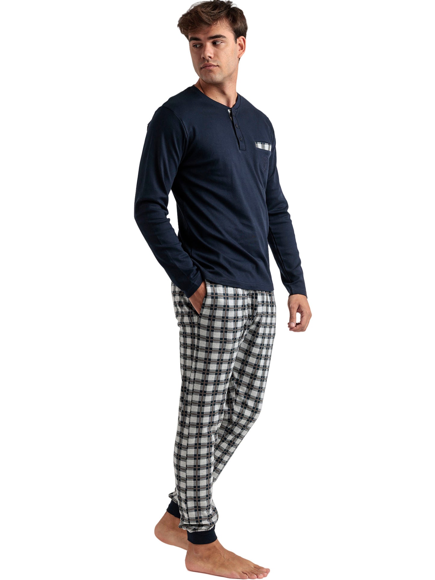 Pyjama tenue pantalon polo manches longues Classic Checks Admas