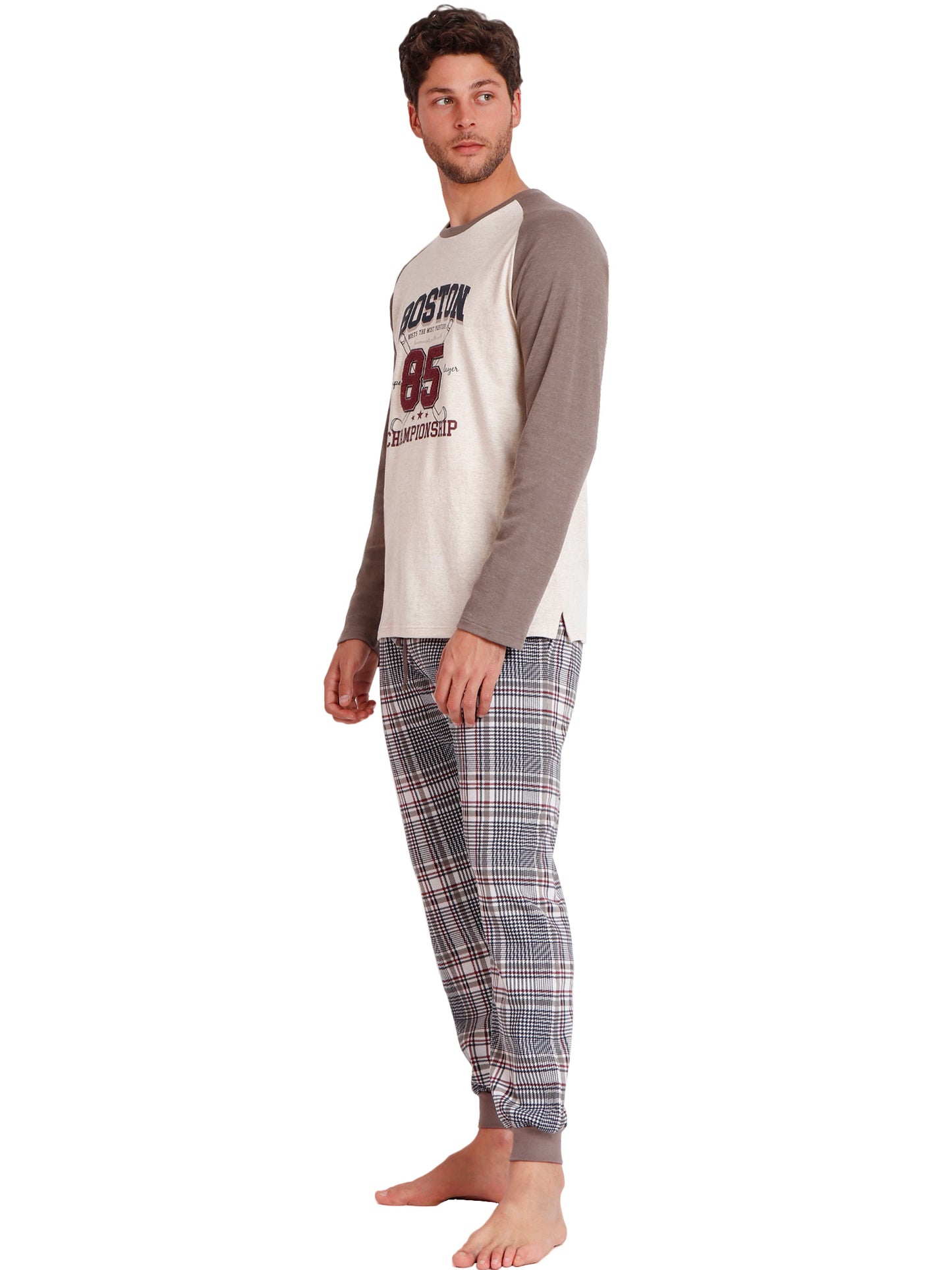 Pyjama tenue d'intérieur pantalon top manches longues Boston Admas