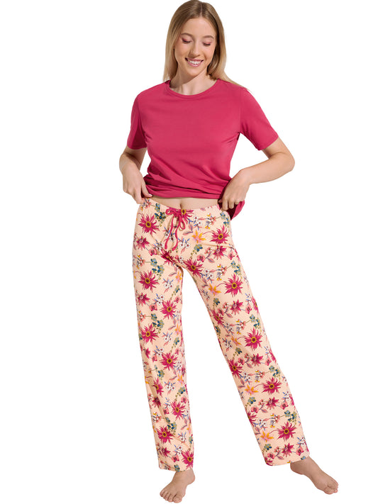 Pyjama pantalon t-shirt manches courtes Flowers Lisca Cheek