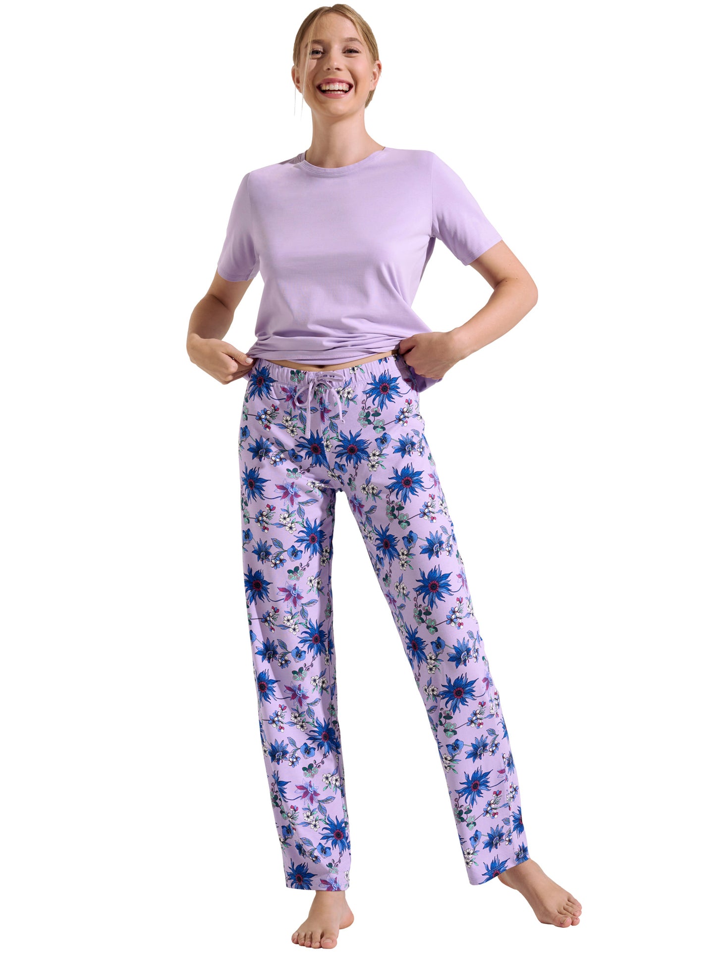 Pyjama pantalon t-shirt manches courtes Flowers Lisca Cheek