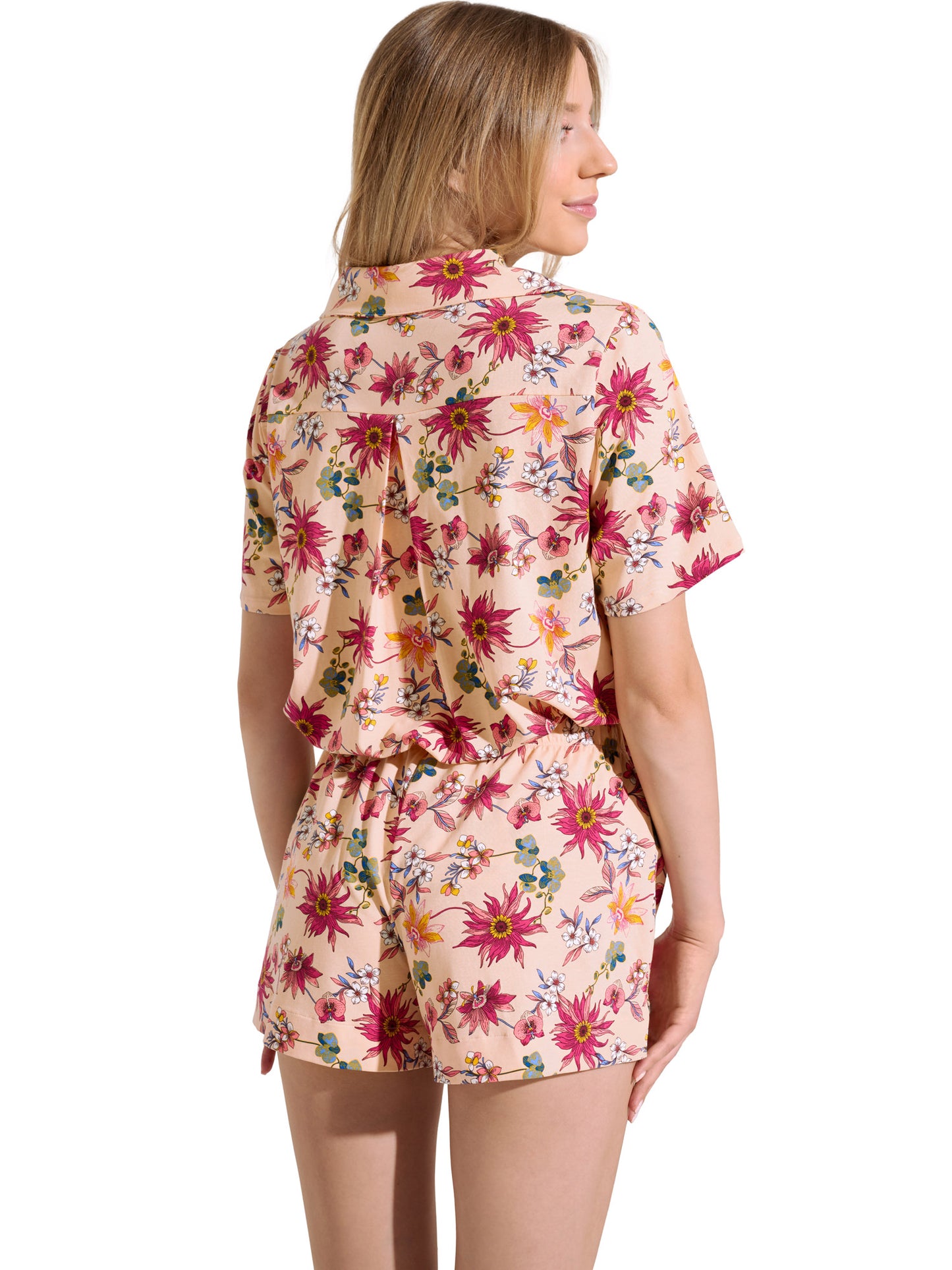 Pyjama short chemise manches courtes Flowers Lisca Cheek