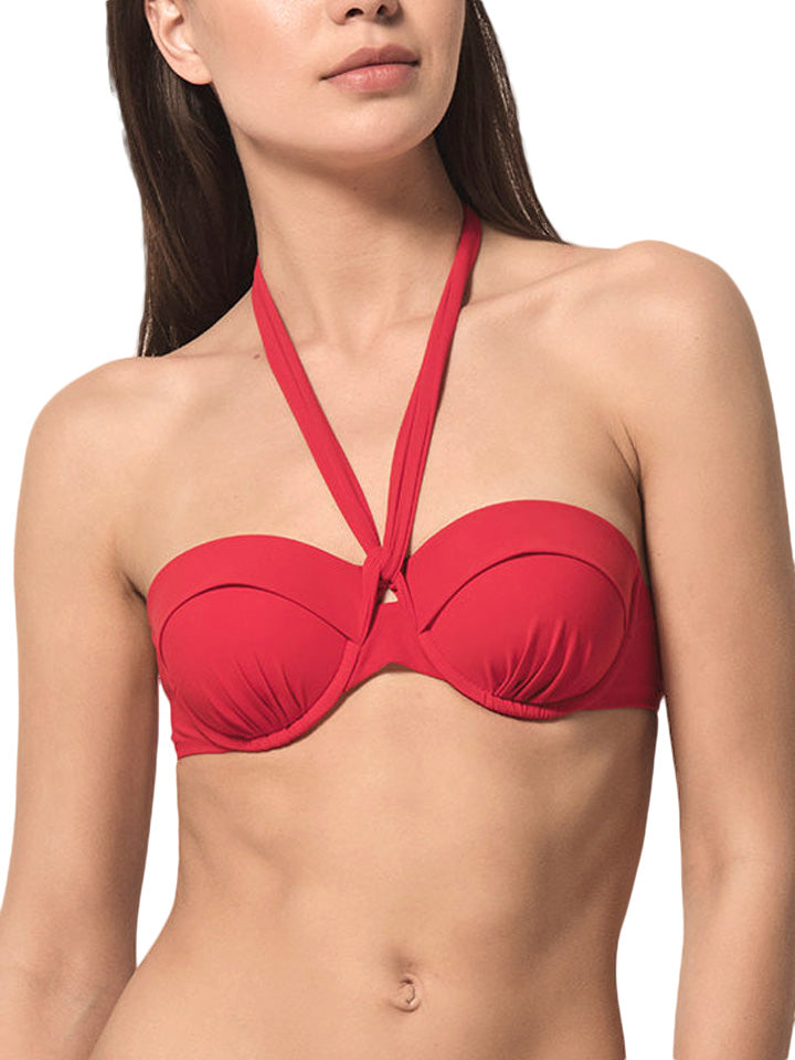 Haut maillot de bain bandeau préformé Blue Sense Luna Splendida rouge