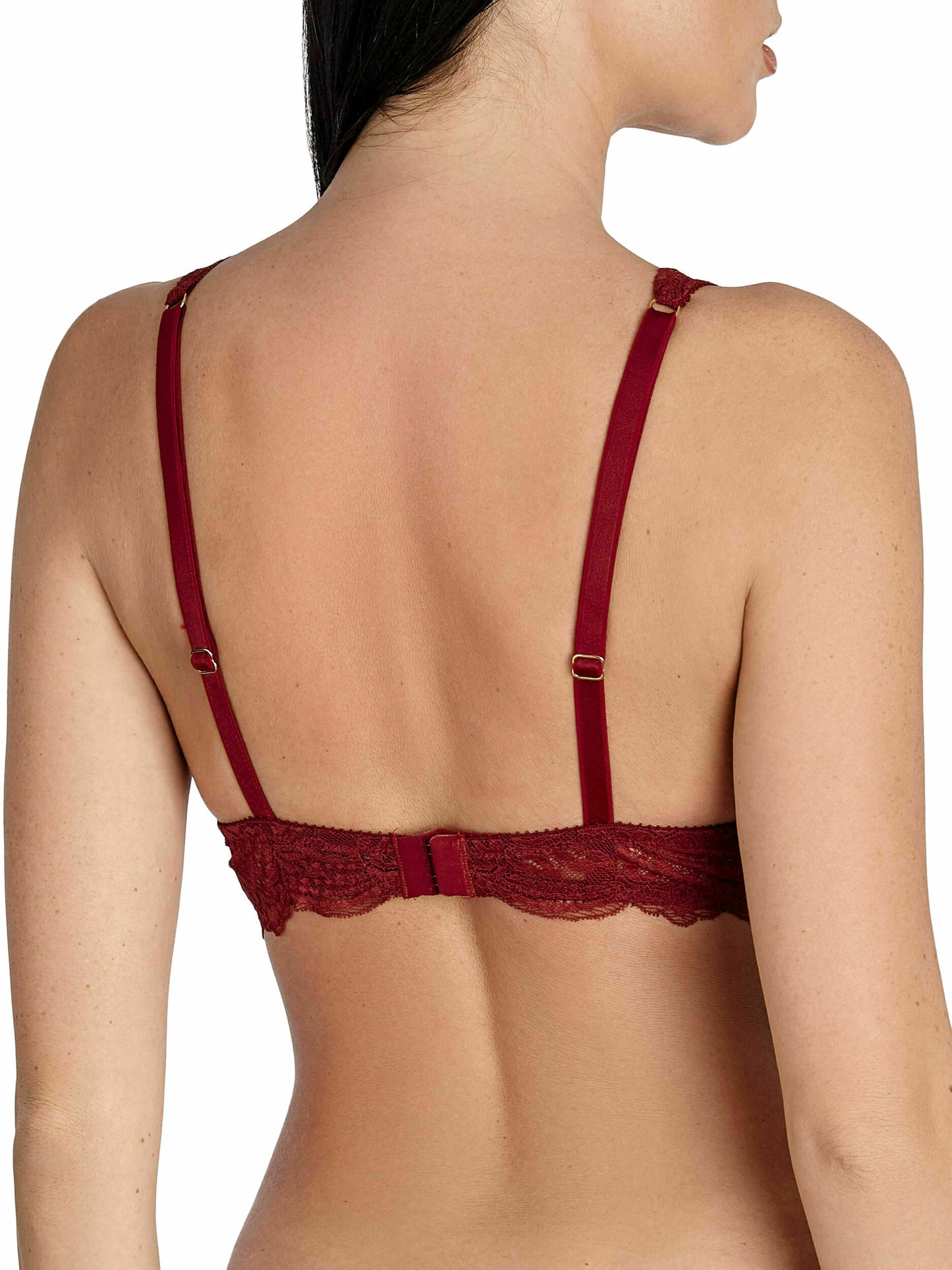 Soutien-gorge triangle plongeant armaturé Primerose bordeaux Ajour