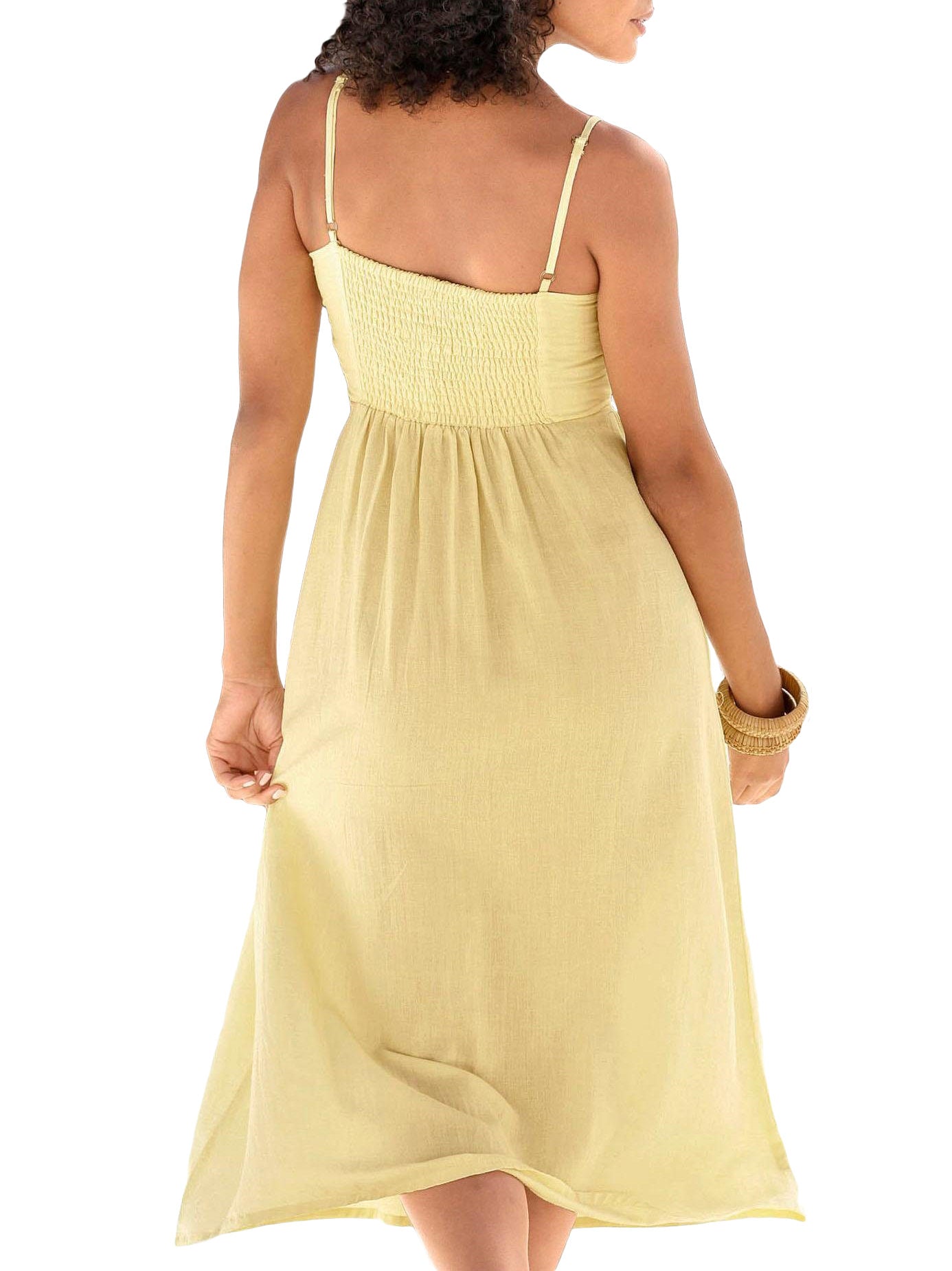 Robe estivale longue Leinen jaune Lascana