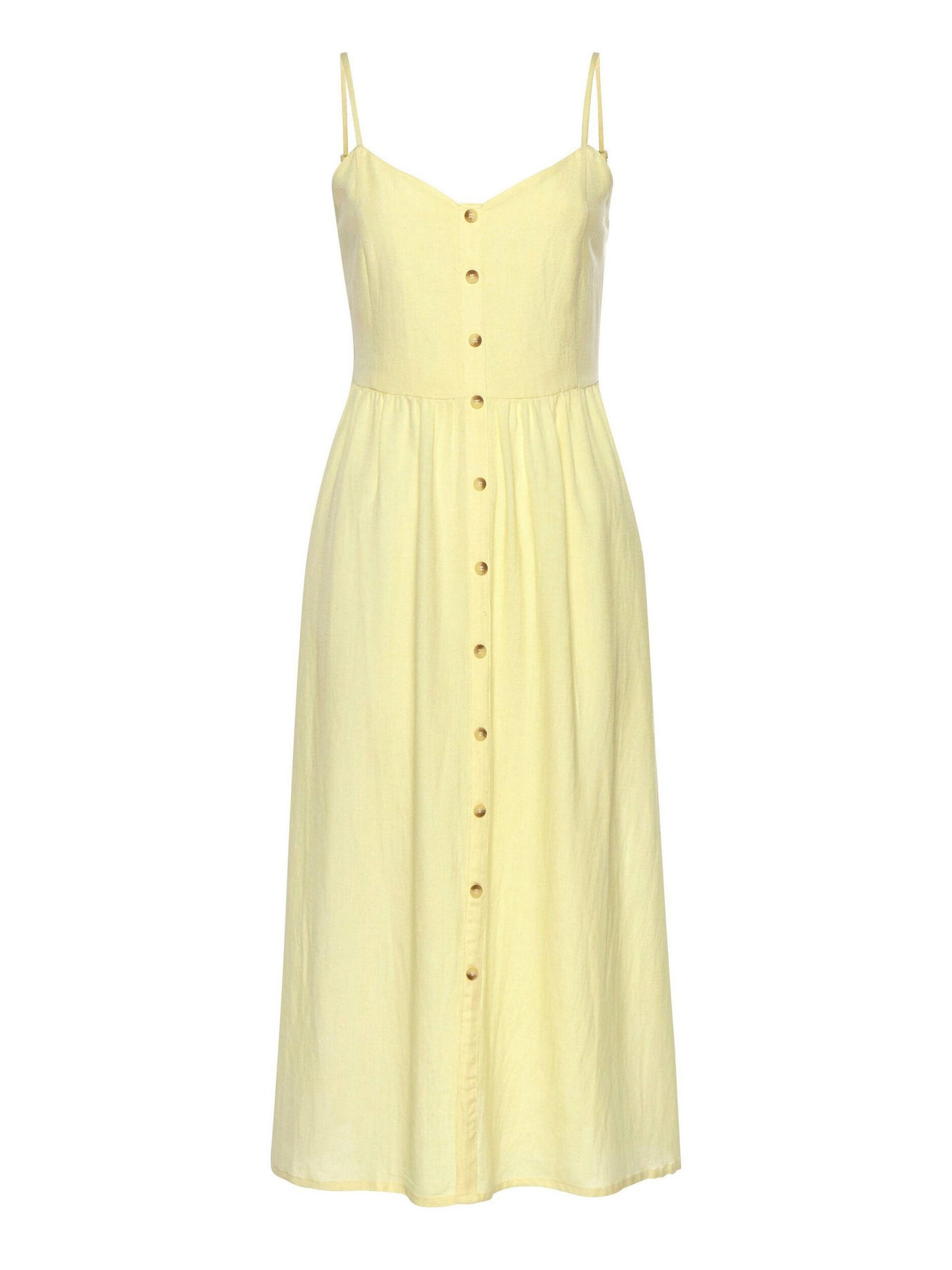 Robe estivale longue Leinen jaune Lascana