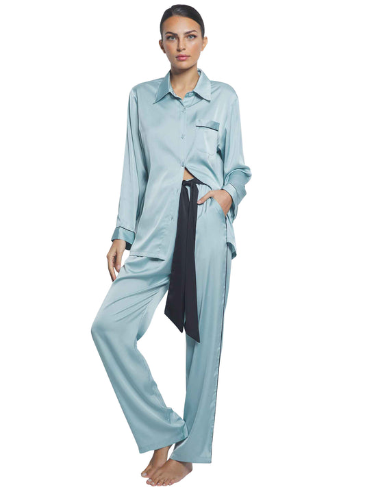 Pyjama pantalon chemise manches longues Satin Selmark